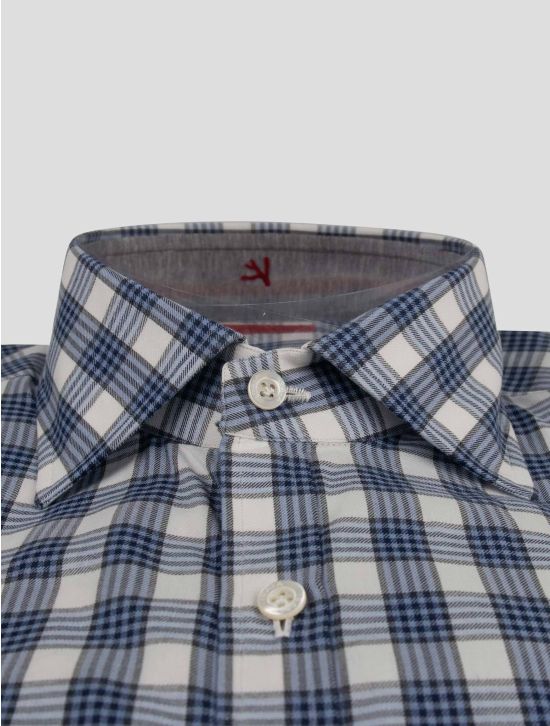 Isaia Isaia White Light Blue Cotton Shirt White / Light Blue 001