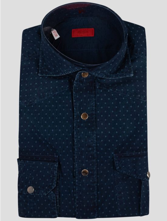 Isaia Isaia Blue Cotton Shirt Blue 000