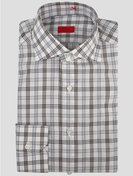 Isaia Isaia Gray White Cotton Shirt Gray / White 000