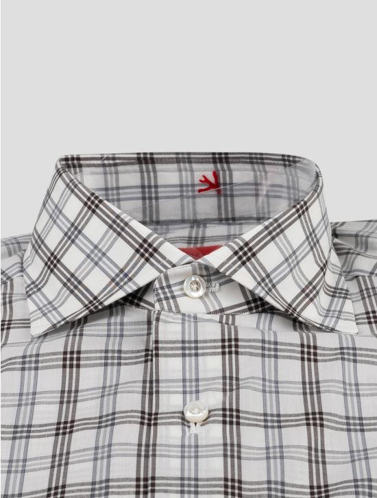 Isaia Isaia Gray White Cotton Shirt Gray / White 001