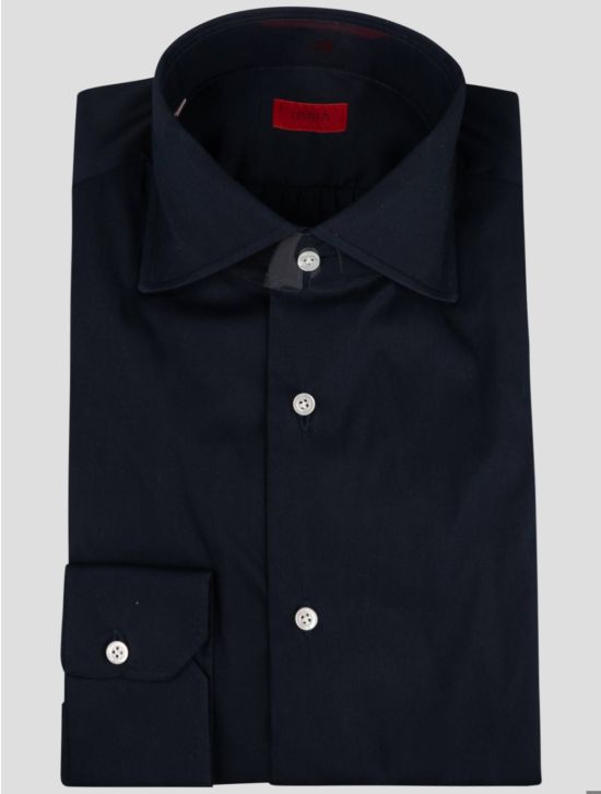 Isaia Isaia Dark Blue Cotton PA EA Shirt Dark Blue 000