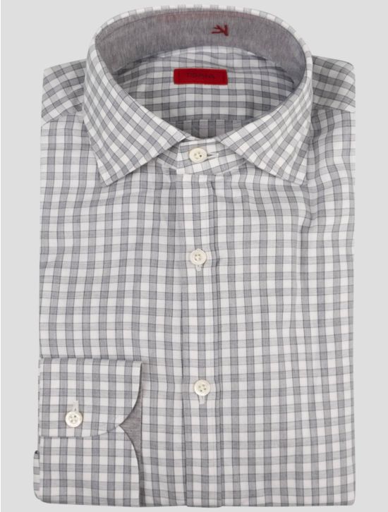 Isaia Isaia Gray White Cotton Shirt Gray / White 000