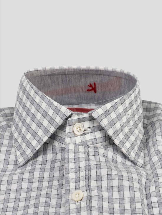 Isaia Isaia Gray White Cotton Shirt Gray / White 001