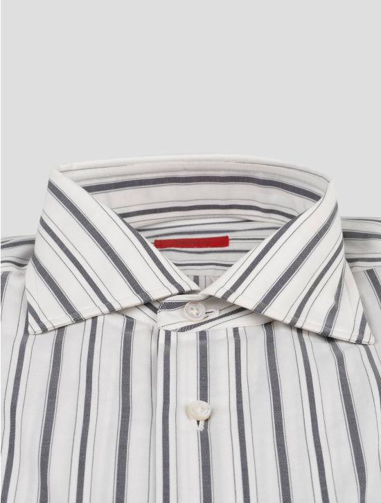 Isaia Isaia Black White Cotton Shirt Black / White 001