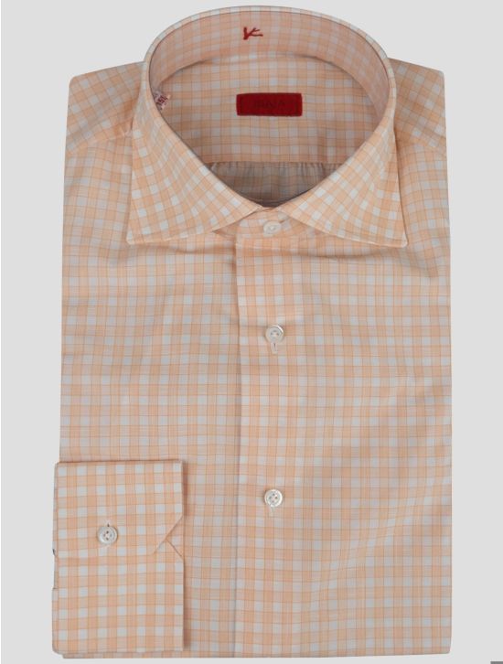 Isaia Isaia Orange White Cotton Shirt Orange / White 000