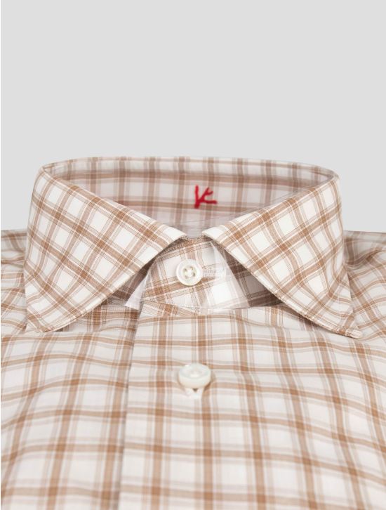 Isaia Isaia Brown White Cotton Shirt Brown / White 001