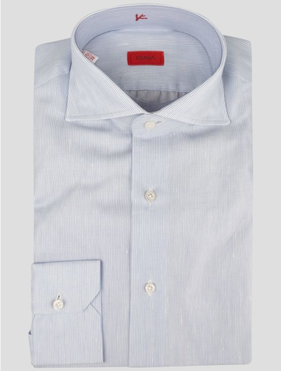 Isaia Isaia Light Blue Cotton Linen Shirt Light Blue 000