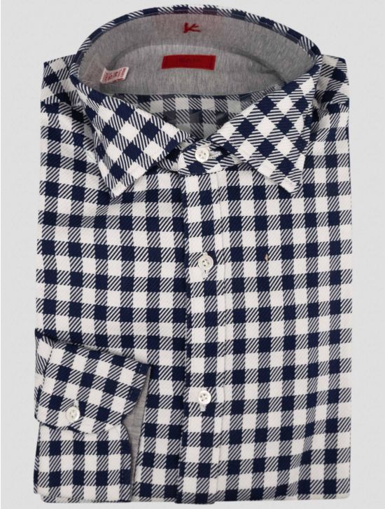 Isaia Isaia Dark Blue White Cotton Shirt Dark Blue / White 000