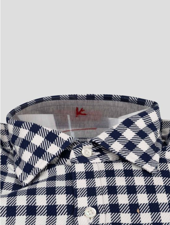 Isaia Isaia Dark Blue White Cotton Shirt Dark Blue / White 001