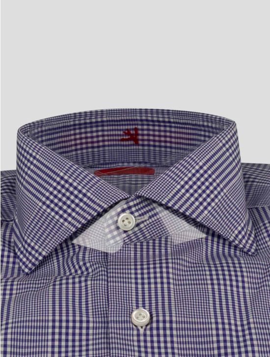 Isaia Isaia Violet White Cotton Shirt Violet / White 001