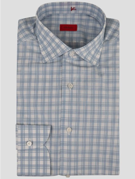 Isaia Isaia Light Blue White Cotton Shirt Light Blue / White 000