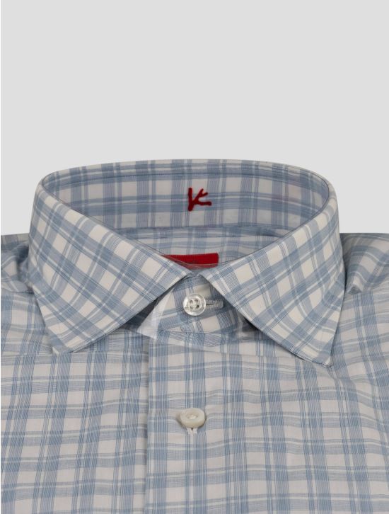 Isaia Isaia Light Blue White Cotton Shirt Light Blue / White 001