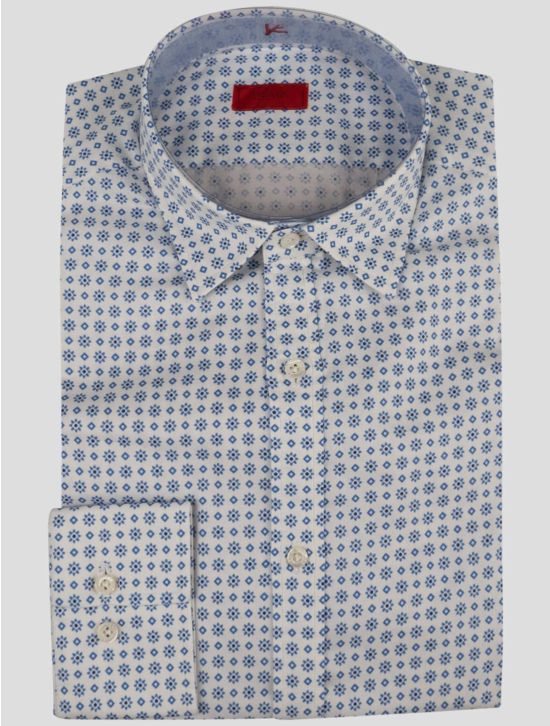 Isaia Isaia Light Blue White Cotton Shirt Light Blue / White 000