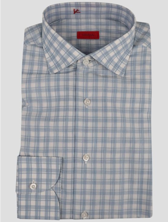 Isaia Isaia Light Blue White Cotton Shirt Light Blue / White 000