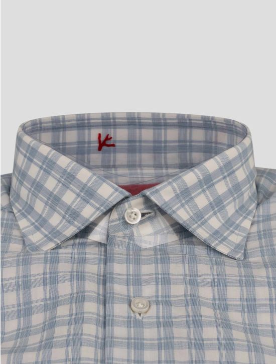 Isaia Isaia Light Blue White Cotton Shirt Light Blue / White 001