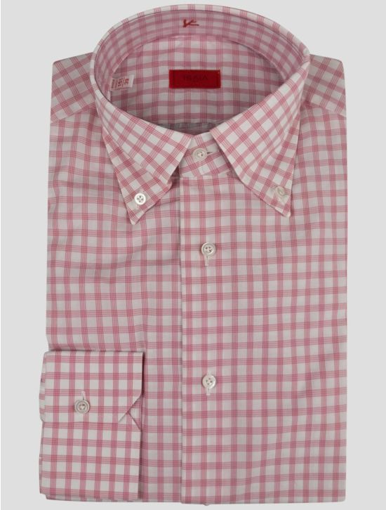 Isaia Isaia Pink White Cotton Shirt Pink / White 000