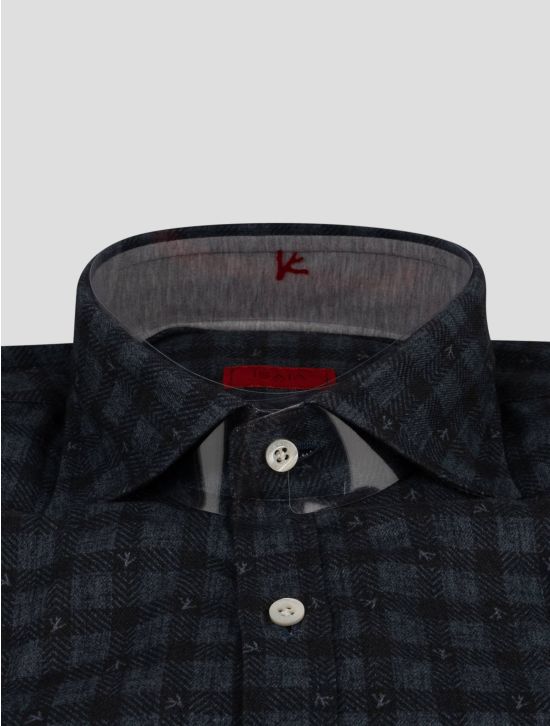 Isaia Isaia Gray Black Cotton Shirt Gray / Black 001