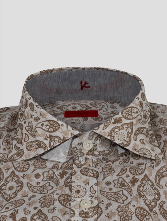 Isaia Isaia Beige Brown Cotton Shirt Beige / Brown 001