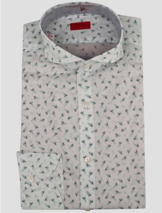 Isaia Isaia White Green Cotton Shirt White / Green 000