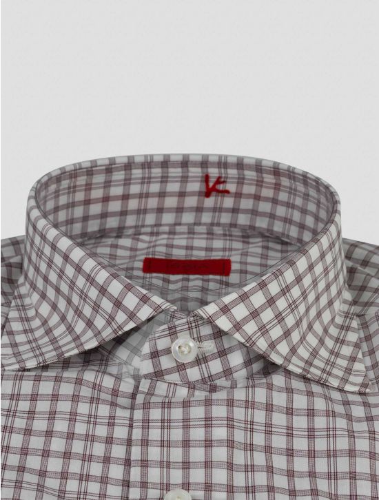 Isaia Isaia Brown White Cotton Shirt Brown / White 001