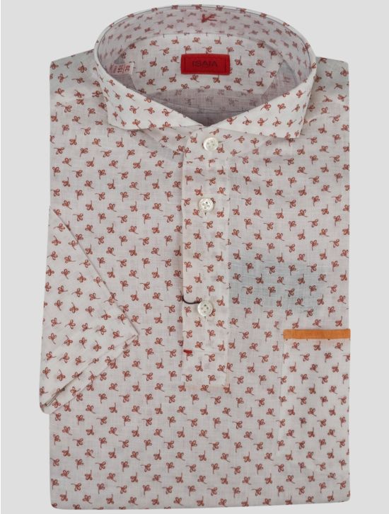 Isaia Isaia White Orange Linen Shirt White / Orange 000