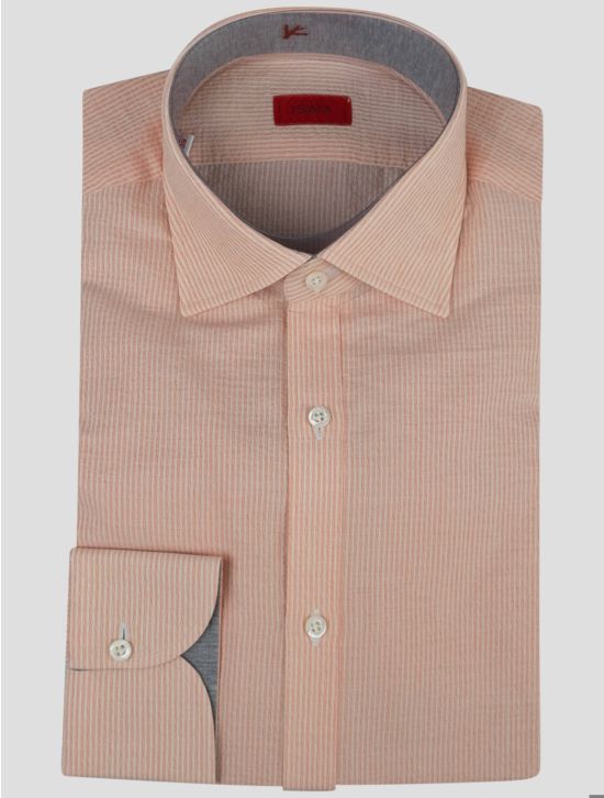 Isaia Isaia White Orange Cotton Shirt Orange / White 000