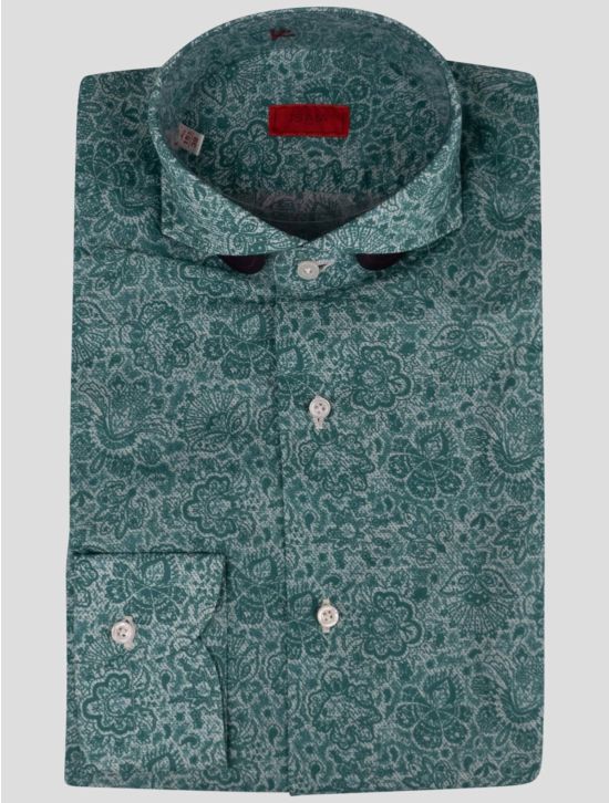 Isaia Isaia Light Green White Cotton Shirt Light Green / White 000