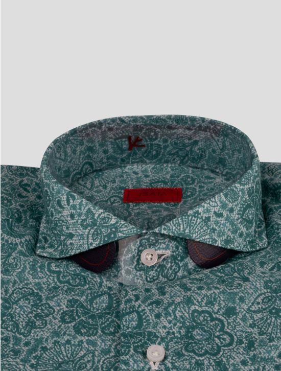 Isaia Isaia Light Green White Cotton Shirt Light Green / White 001