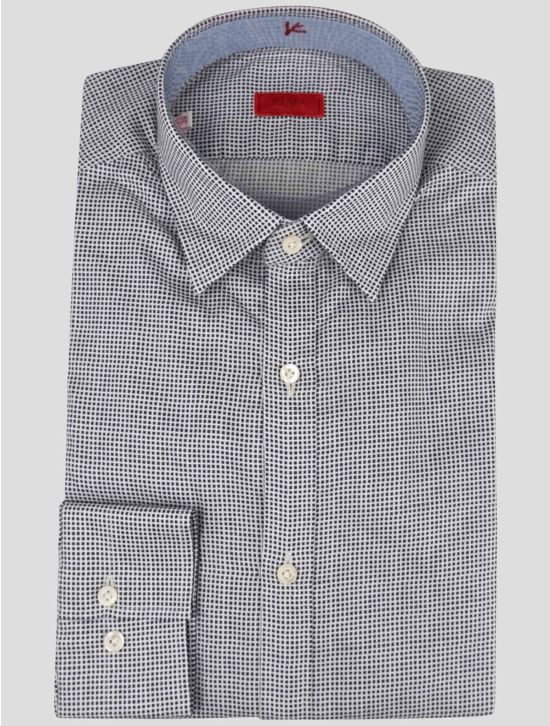 Isaia Isaia Dark Blue White Cotton Shirt Dark Blue / White 000