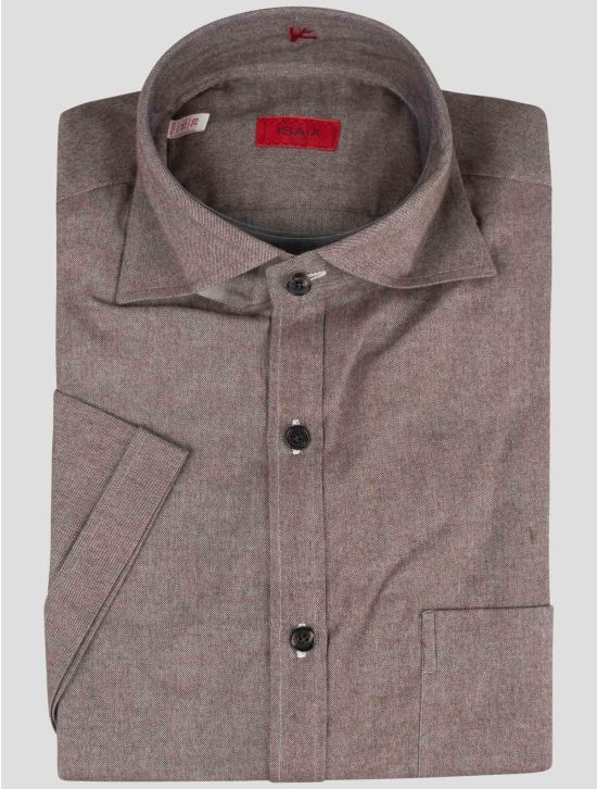 Isaia Isaia Brown Cotton Short Sleeve Shirt Brown 000