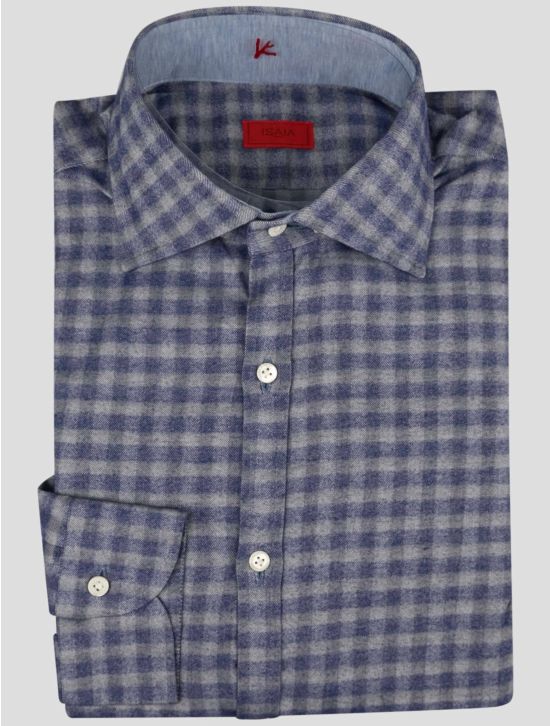 Isaia Isaia Gray Blue Cotton Shirt Gray / Blue 000