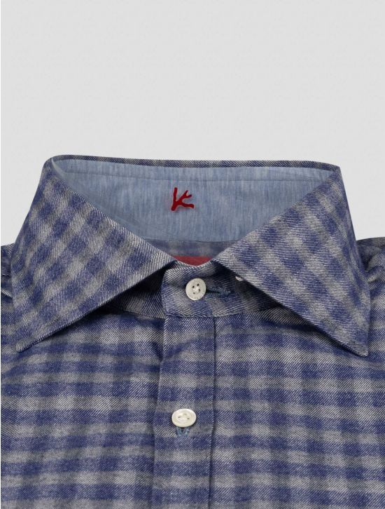 Isaia Isaia Gray Blue Cotton Shirt Gray / Blue 001