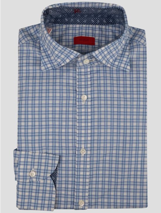 Isaia Isaia Light Blue White Cotton Shirt Light Blue / White 000