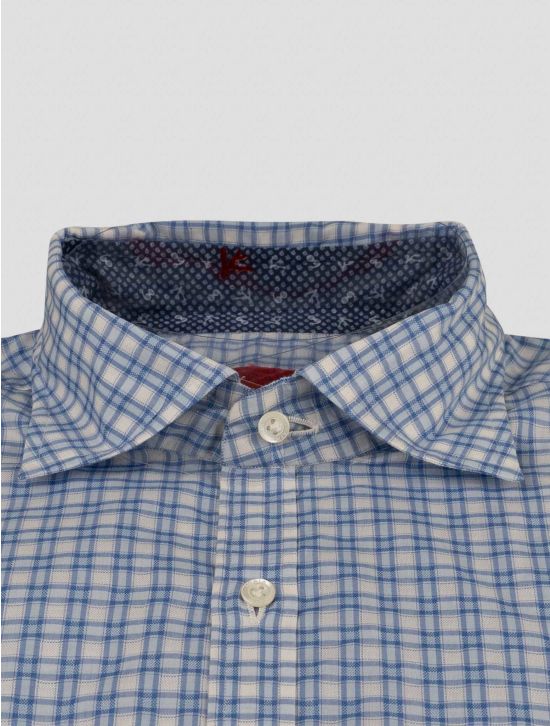 Isaia Isaia Light Blue White Cotton Shirt Light Blue / White 001