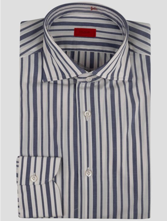 Isaia Isaia White Blue Cotton Shirt White / Blue 000