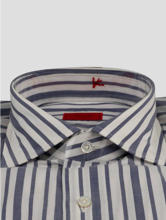 Isaia Isaia White Blue Cotton Shirt White / Blue 001