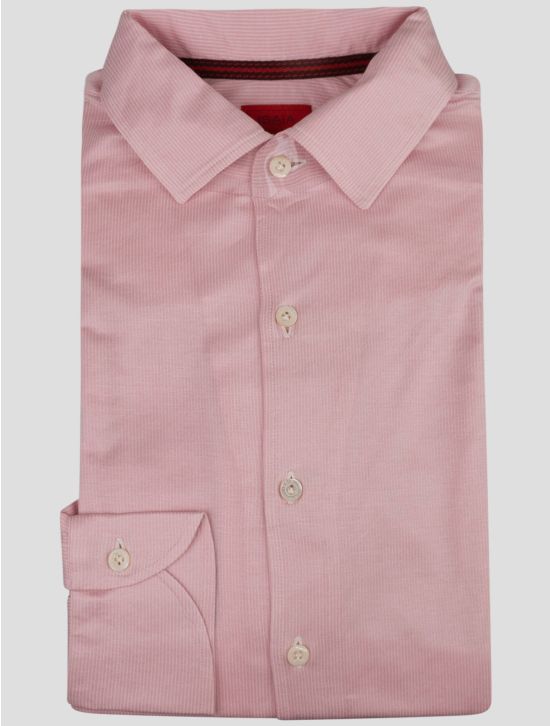 Isaia Isaia Pink White Cotton Shirt Pink / White 000