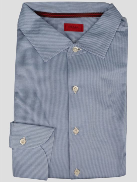 Isaia Isaia Light Blue White Cotton Shirt Light Blue / White 000