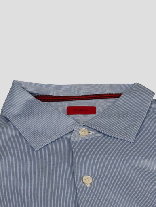 Isaia Isaia Light Blue White Cotton Shirt Light Blue / White 001