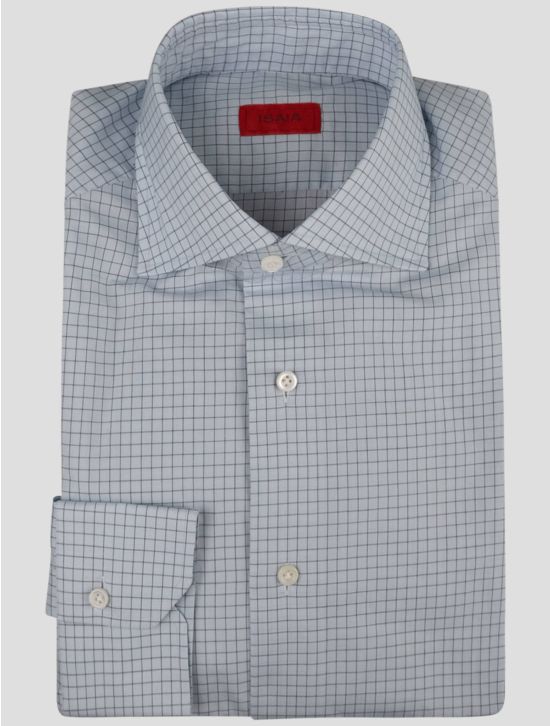 Isaia Isaia Light Blue White Cotton Shirt Light Blue 000