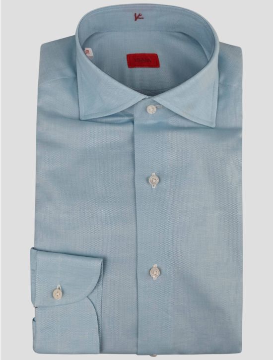 Isaia Isaia Light Blue White Cotton Shirt Light Blue 000