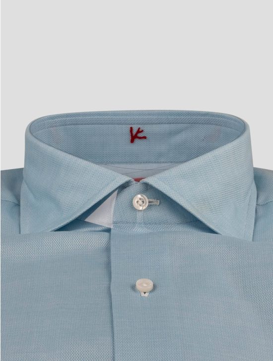 Isaia Isaia Light Blue White Cotton Shirt Light Blue 001