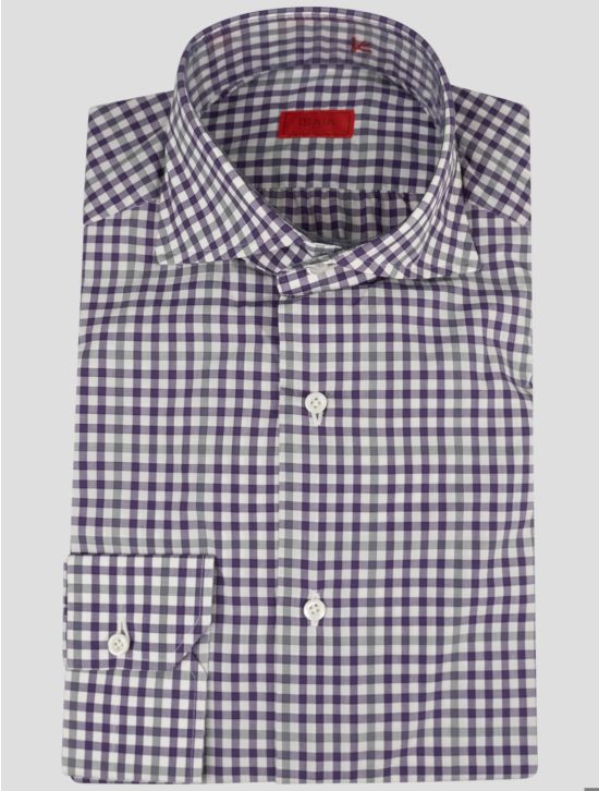 Isaia Isaia Violet White Cotton Shirt Violet / White 000