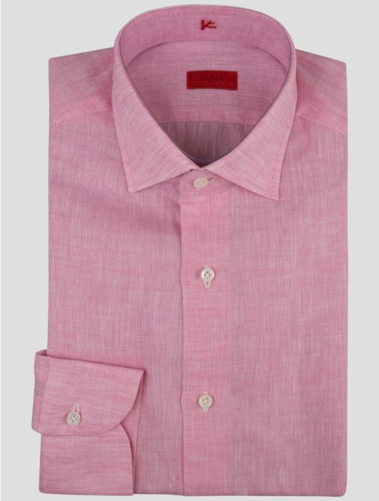 Isaia Isaia Pink Linen Shirt Pink 000