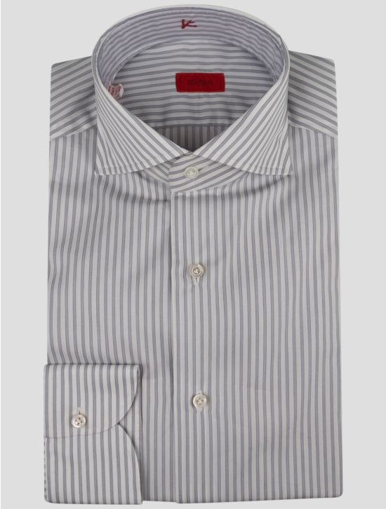 Isaia Isaia Gray White Cotton Shirt Gray / White 000