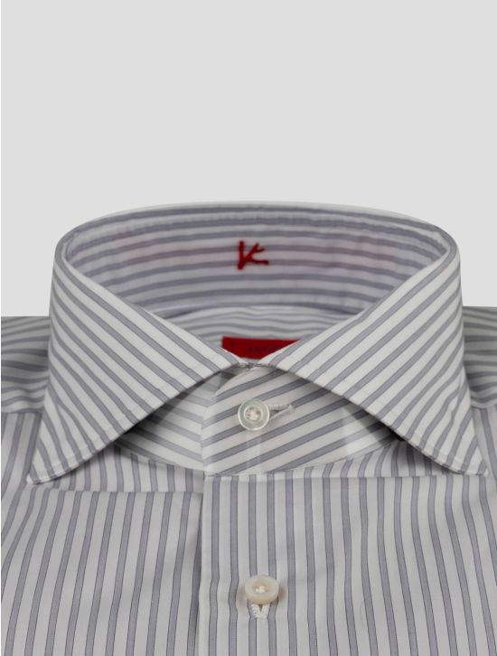 Isaia Isaia Gray White Cotton Shirt Gray / White 001