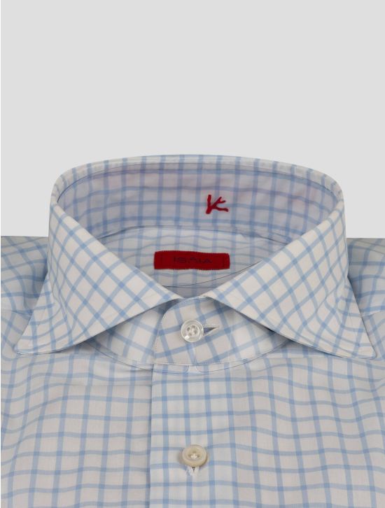 Isaia Isaia Light Blue White Cotton Shirt Light Blue / White 001