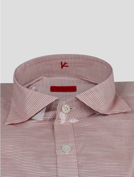 Isaia Isaia Red White Cotton Shirt Red / White 001