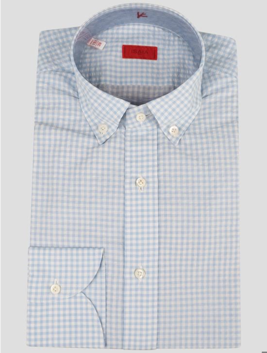 Isaia Isaia Light Blue White Cotton Shirt Light Blue / White 000