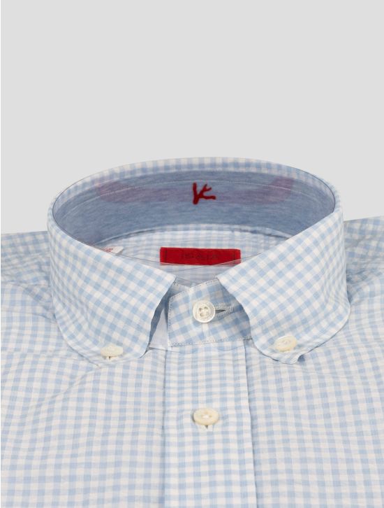 Isaia Isaia Light Blue White Cotton Shirt Light Blue / White 001